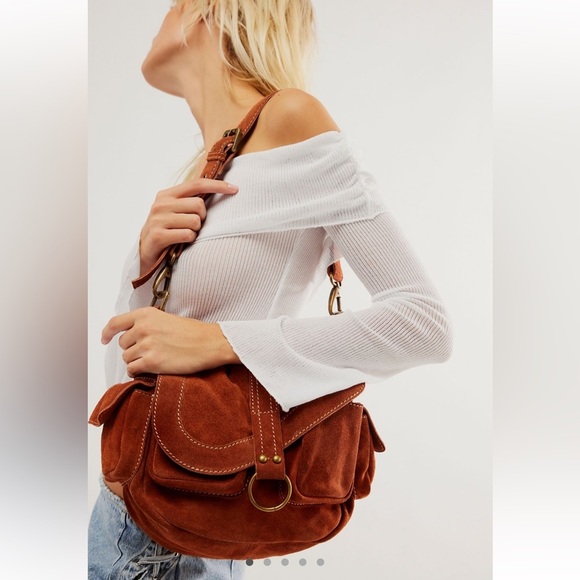 Free People Handbags - Free People Wylie Suede Saddlebag